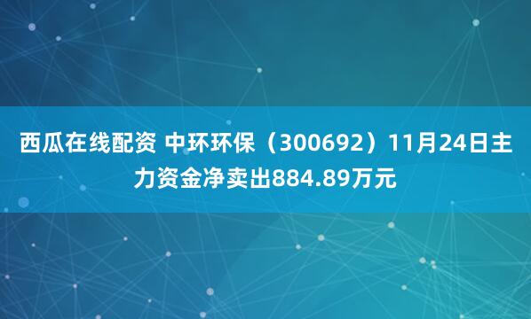 西瓜在线配资 中环环保（300692）11月24日主力资金净卖出884.89万元