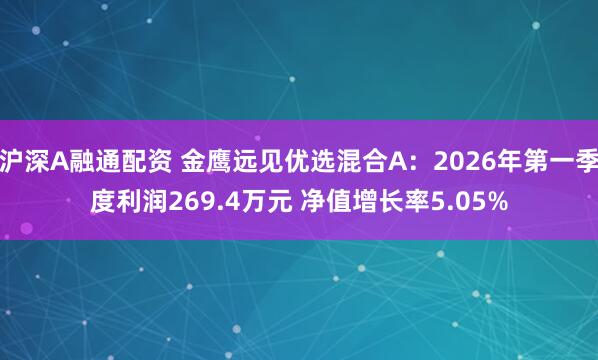 沪深A融通配资 金鹰远见优选混合A：2026年第一季度利润269.4万元 净值增长率5.05%
